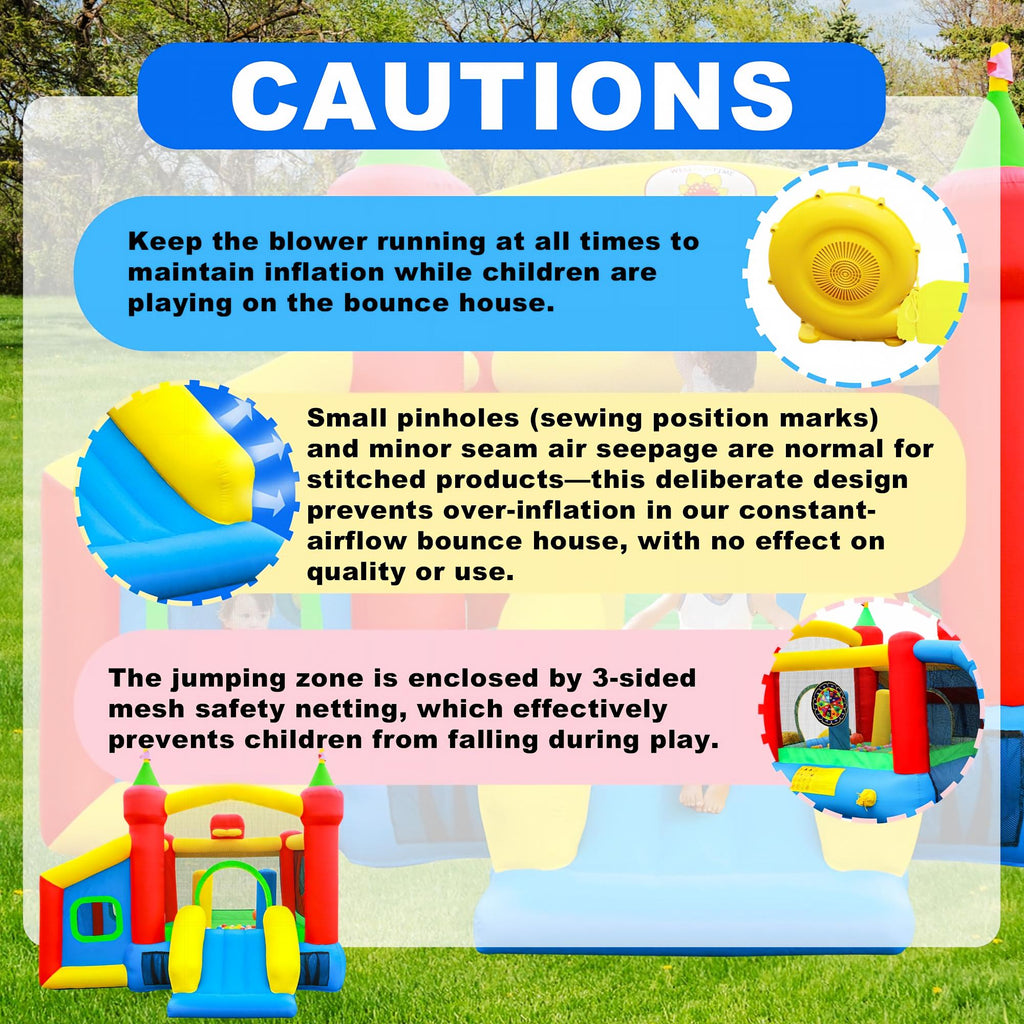 Inflatable Bounce House,Jumping Castle Slide with Blower,Kids Bouncer with Ball Pit | Ball Pit, Basketball Hoop, Soccer Goal, Dart Target, Jumping Castle for Ages 3-10, Backyard Outdoor, 145.5x120x85 Inch