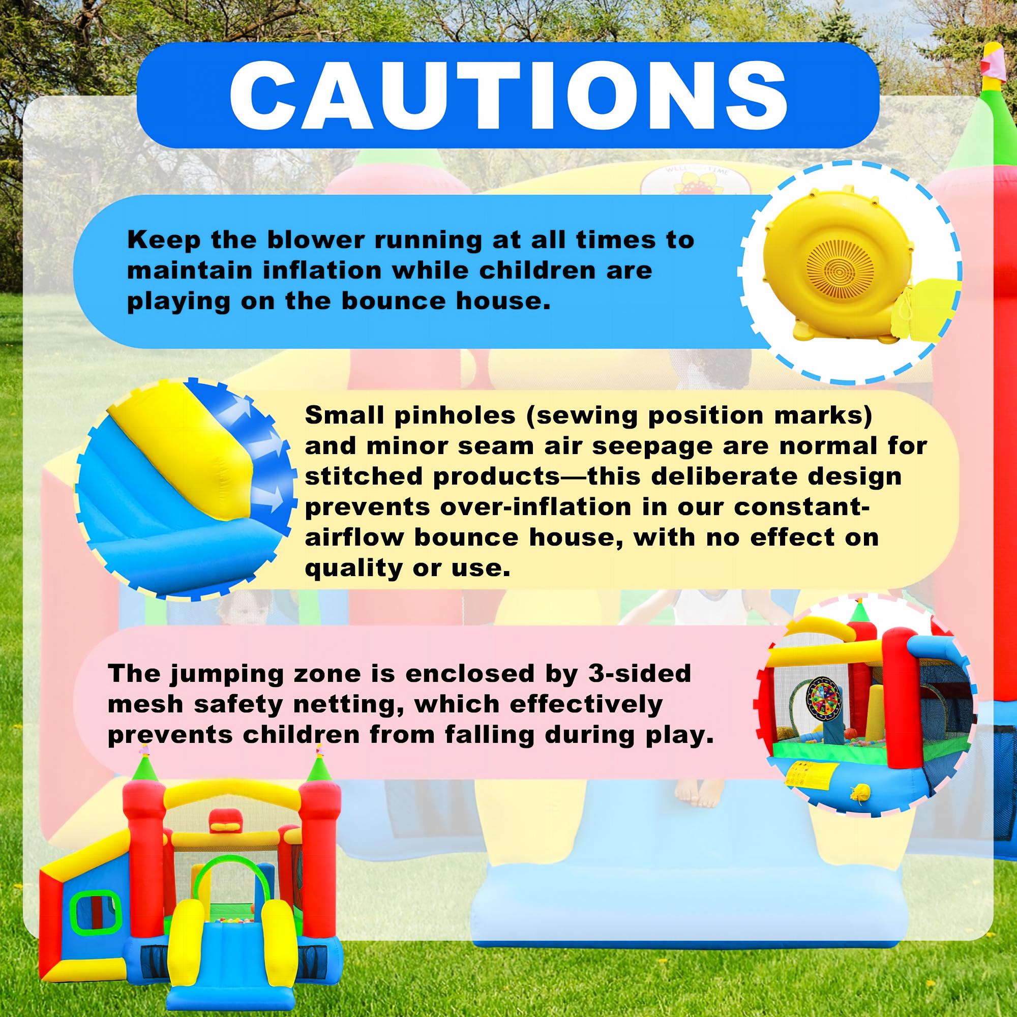 Inflatable Bounce House,Jumping Castle Slide with Blower,Kids Bouncer with Ball Pit | Ball Pit, Basketball Hoop, Soccer Goal, Dart Target, Jumping Castle for Ages 3-10, Backyard Outdoor, 145.5x120x85 Inch